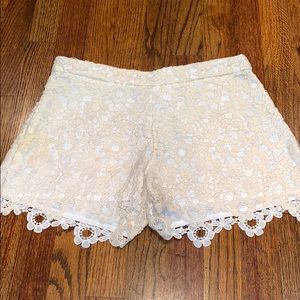 Cream laced shorts